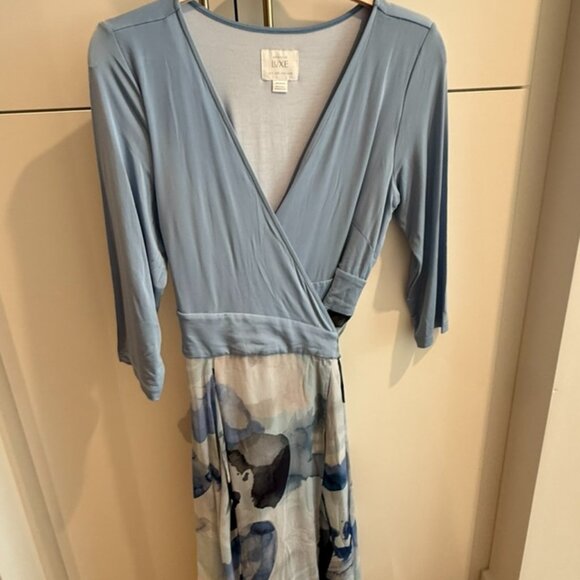 Seraphine Blue Water Color Wrap Maternity & Nursing Dress US 10 Retail$240 - Picture 1 of 7